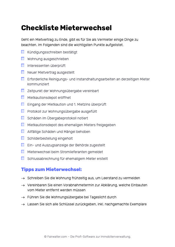 Checkliste Für Vermieter